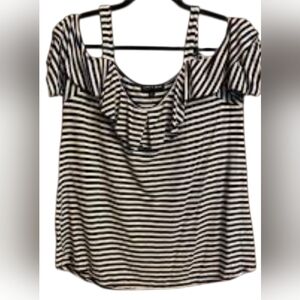 Cable & Gauge Black and White Striped Tank Top